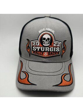 2022 Sturgis Rally & Races 82nd Annual Baseball Cap Hat Grey Black LORIMCO